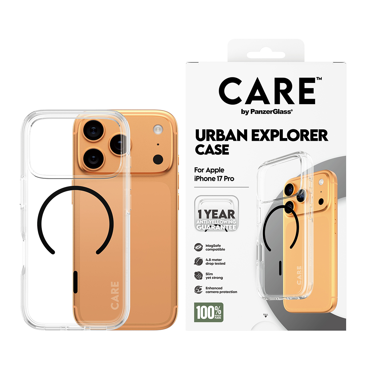 PanzerGlass CARE by � Flagship Case Transparent Urban Explorer w. Black MagSafe iPhone 17 Pro funda para tel�fono m�vil Transparente