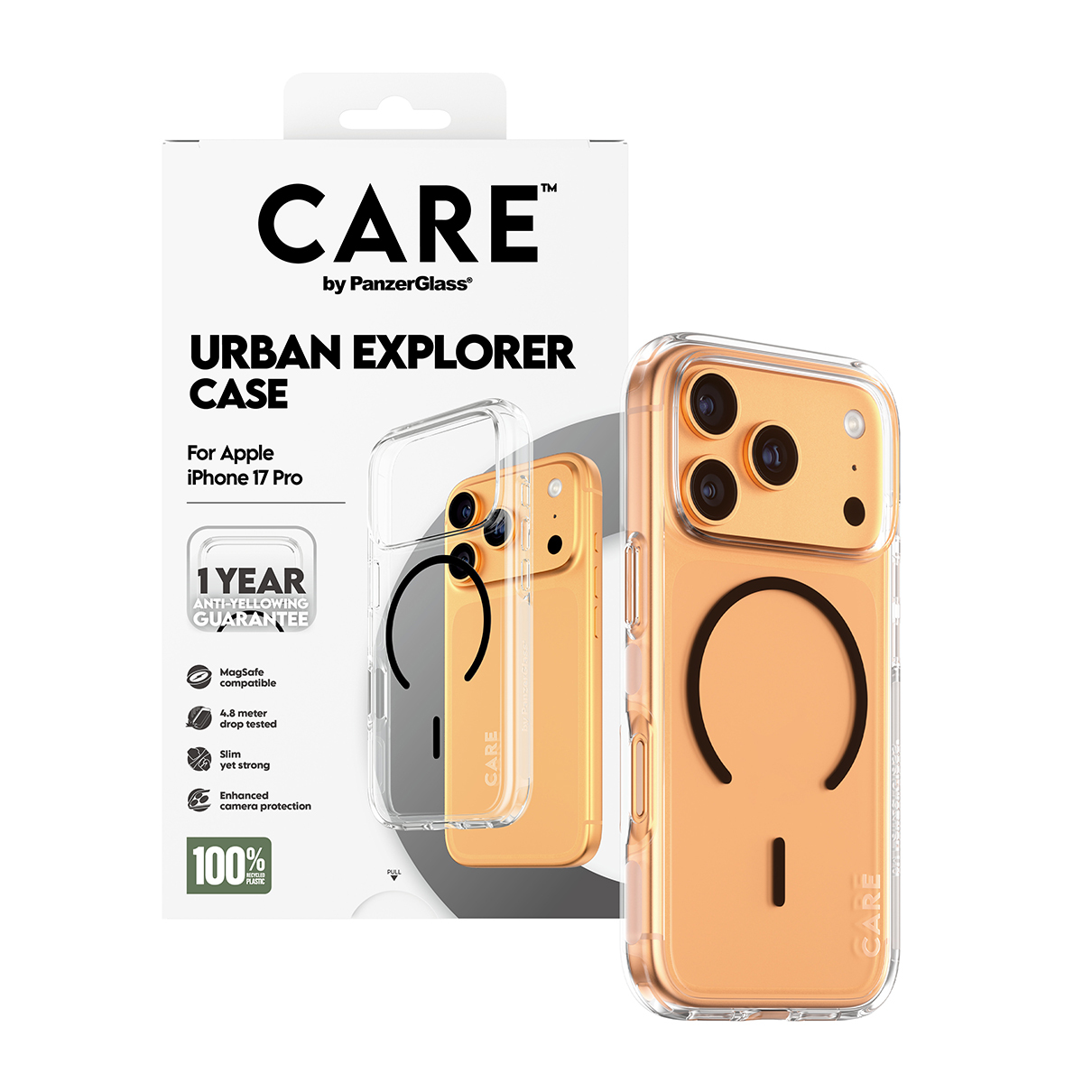 PanzerGlass CARE by � Flagship Case Transparent Urban Explorer w. Black MagSafe iPhone 17 Pro funda para tel�fono m�vil Transparente