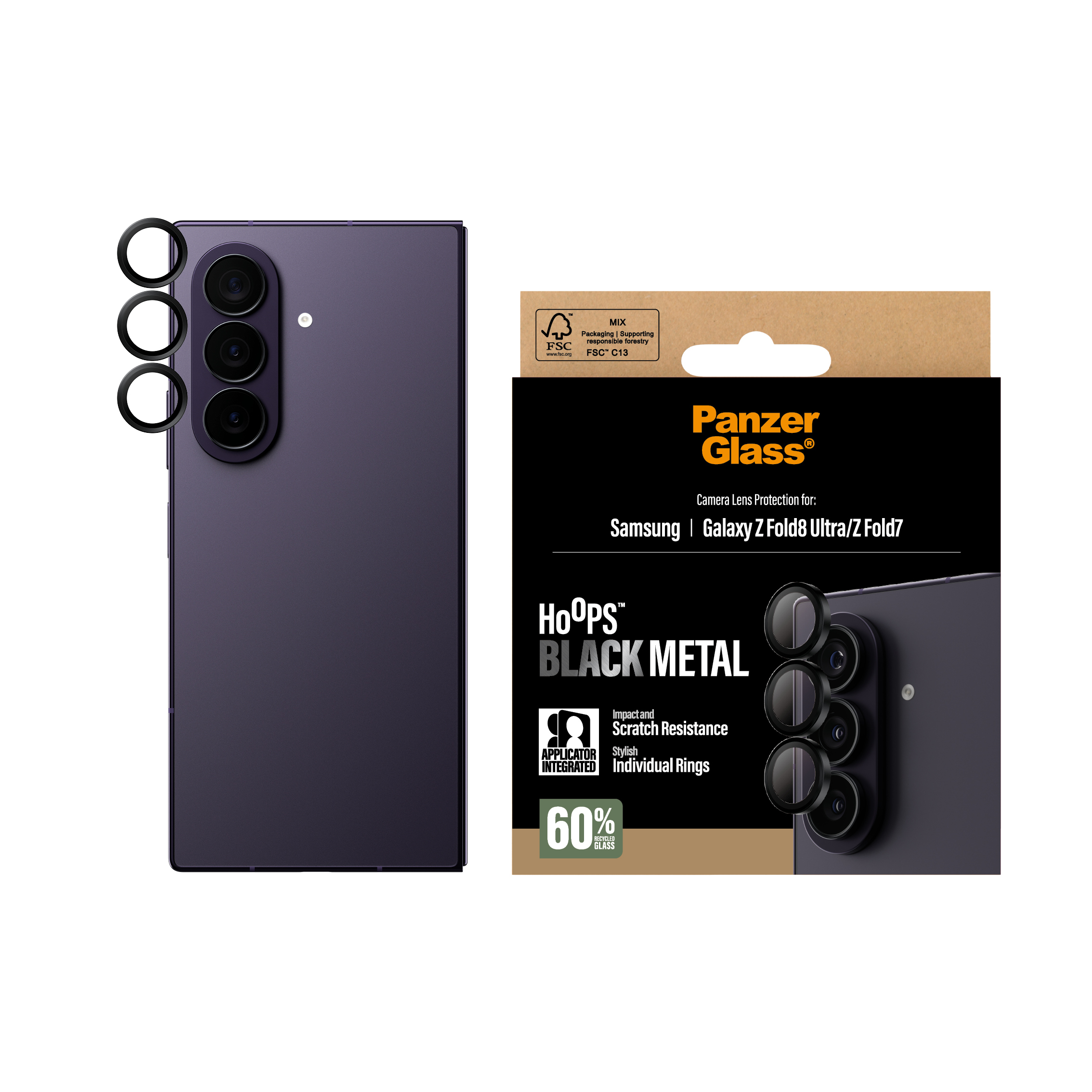 PanzerGlass � Hoops� Camera Lens Protector Black Samsung Galaxy Z Fold8 Ultra | Z Fold7 Pellicola proteggischermo trasparente 1 pz
