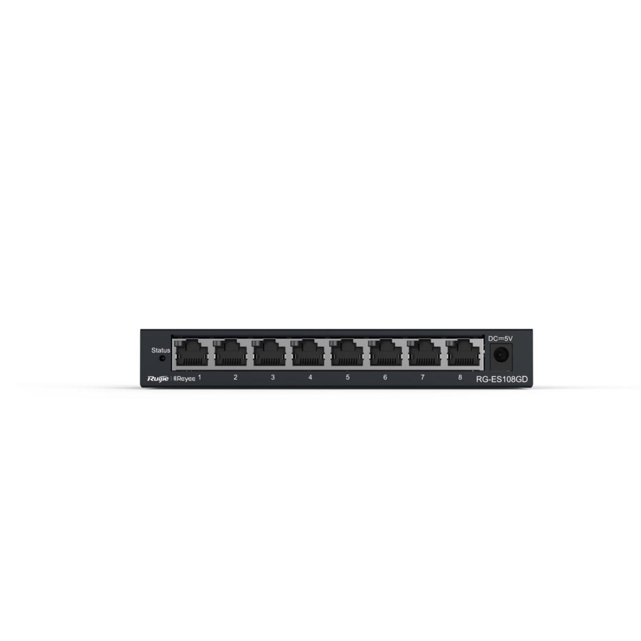 Reyee 8-Port 1Gbit unmanaged Desktop Switch Metallgehuse - Switch - 16 Gbps