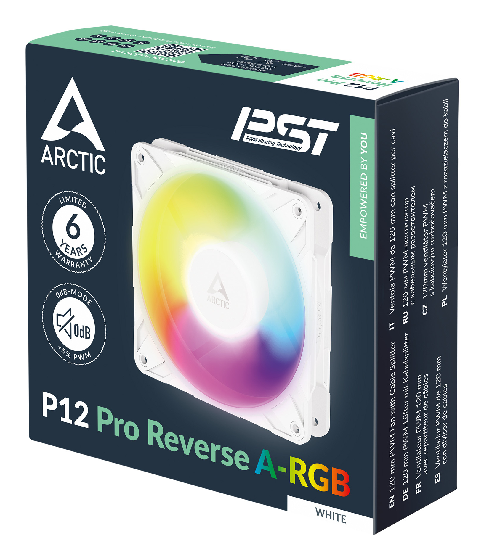 ARCTIC Freezer P12 Pro Reverse A-RGB (White) Boitier PC Ventilateur 12 cm Blanc 1 pi�ce(s)