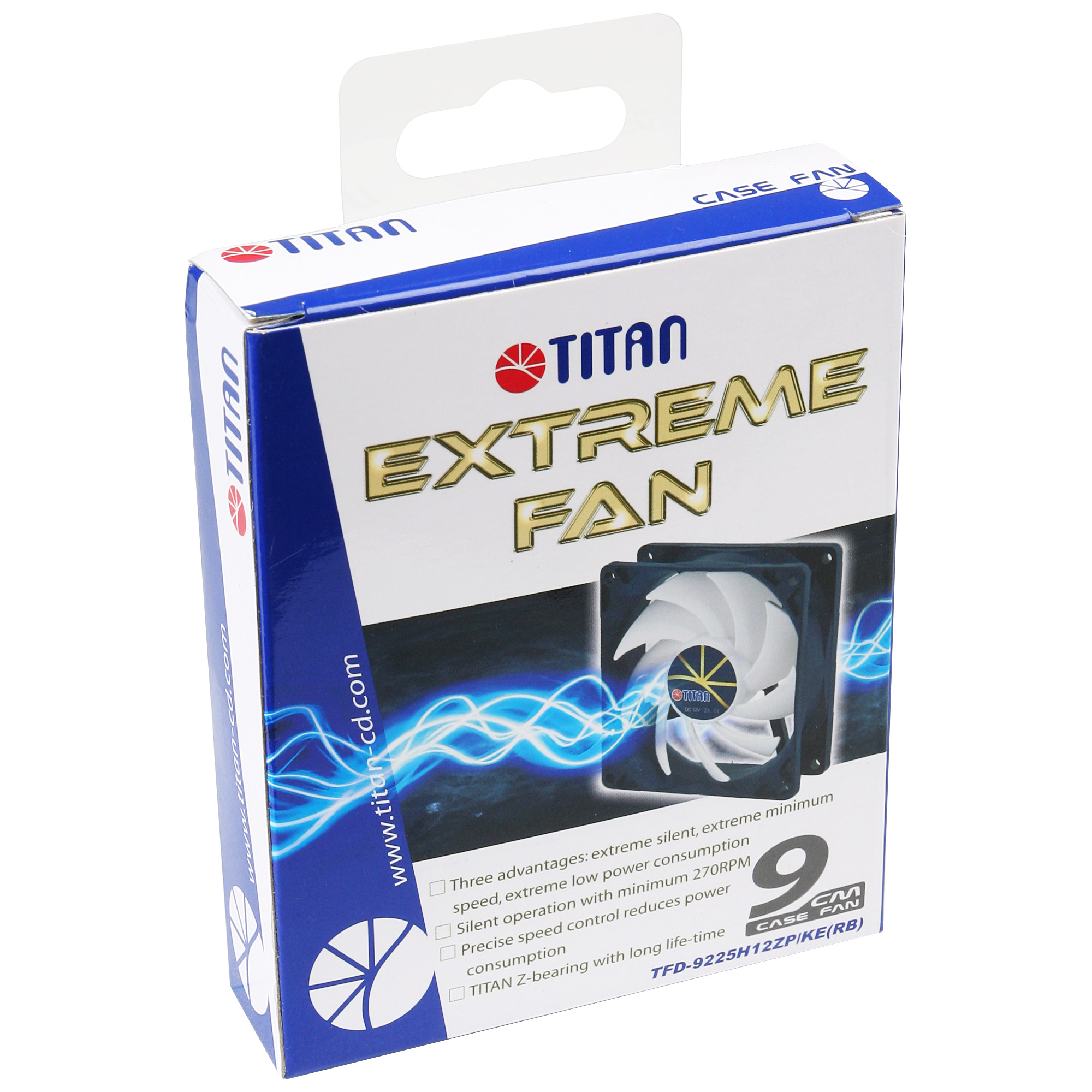 TITAN TFD-9225H12ZP/KE(RB) - Computergeh�use - Ventilator - 9,2 cm - 270 RPM - 2700 RPM - 5 dB