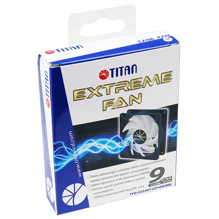 TITAN TFD-9225H12ZP/KE(RB) - Computergeh�use - Ventilator - 9,2 cm - 270 RPM - 2700 RPM - 5 dB