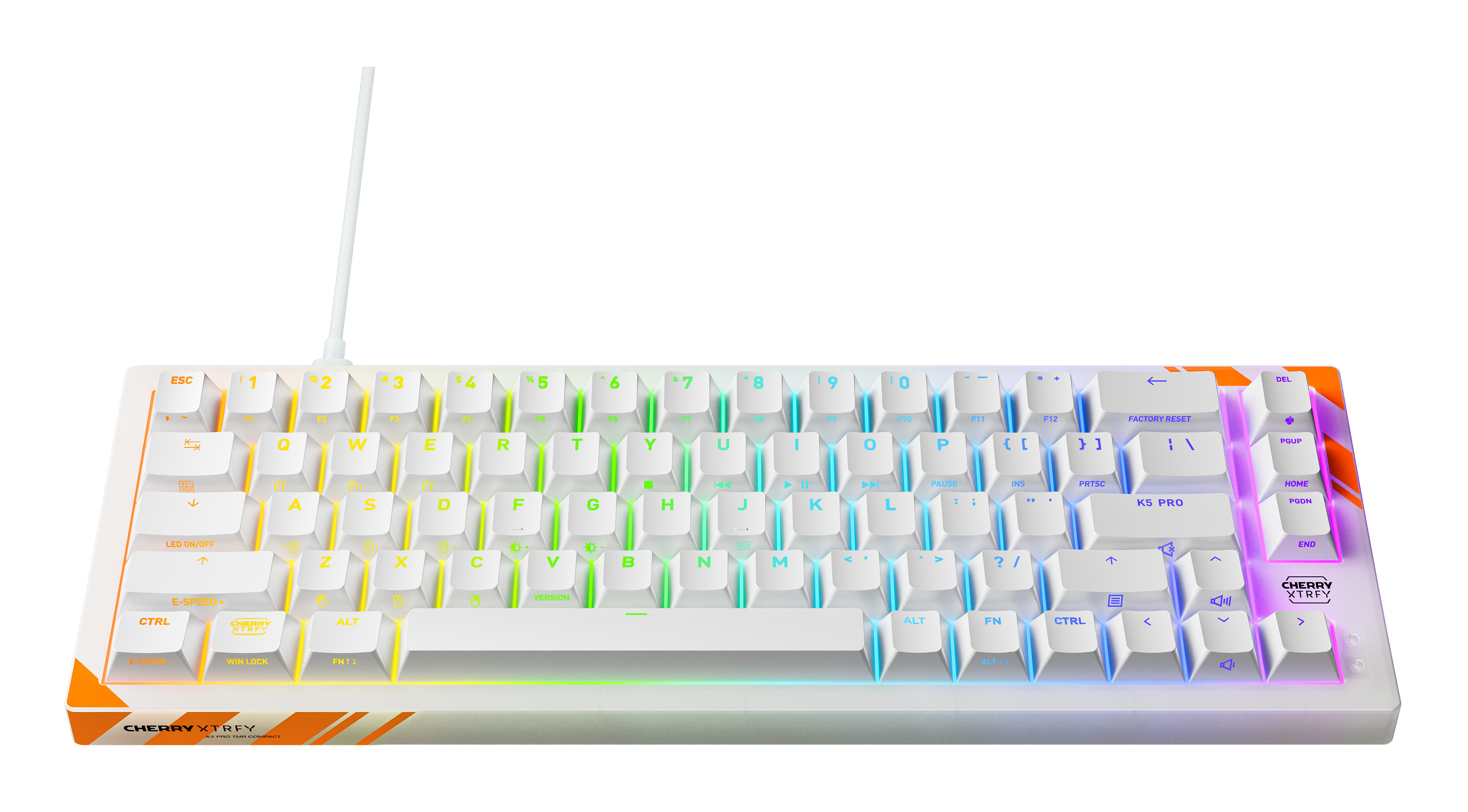 CHERRY K5 PRO TMR COMPACT tastiera Gaming USB QWERTY Inglese US Arancione, Bianco