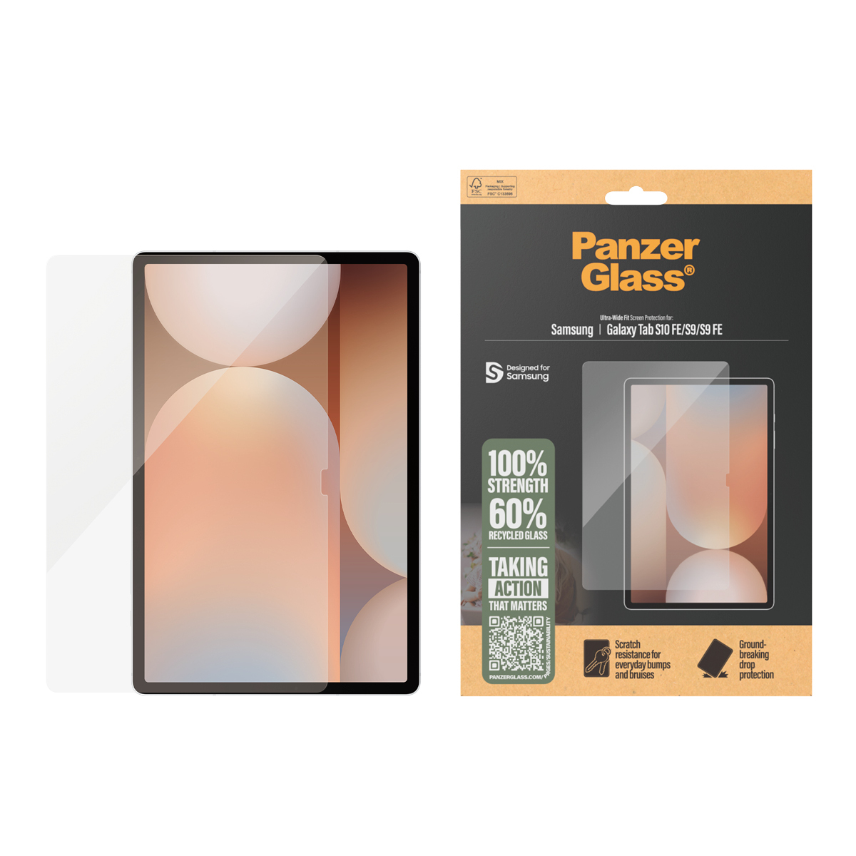 PanzerGlass � Screen Protector Samsung Galaxy Tab S10 FE | S9 | S9 FE | Ultra-Wide Fit Pellicola proteggischermo trasparente 1 pz