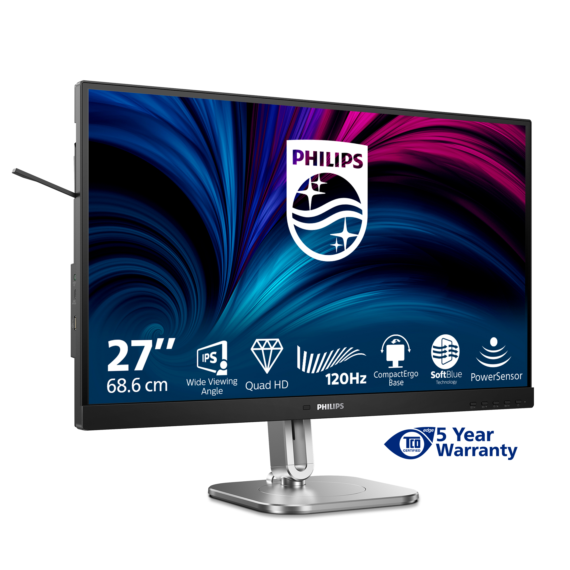Philips 4000 series 27B2N4500/00 computer monitor 68.6 cm (27) 2560 x 1440 pixels Quad HD LCD Grey