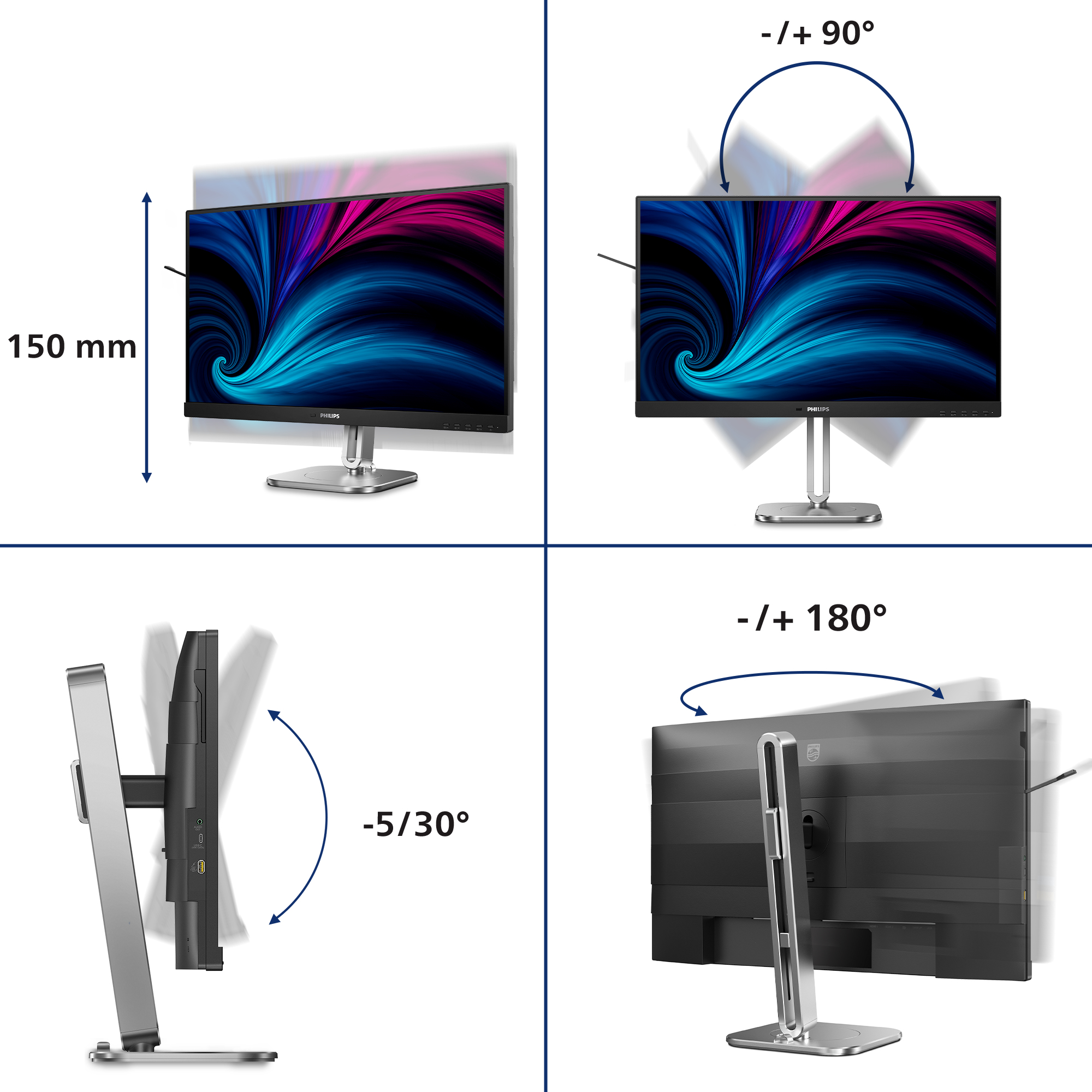 Philips 27 16 9 IPS HAS HDMI x DP - Flachbildschirm (TFT/LCD) - 68,6 cm