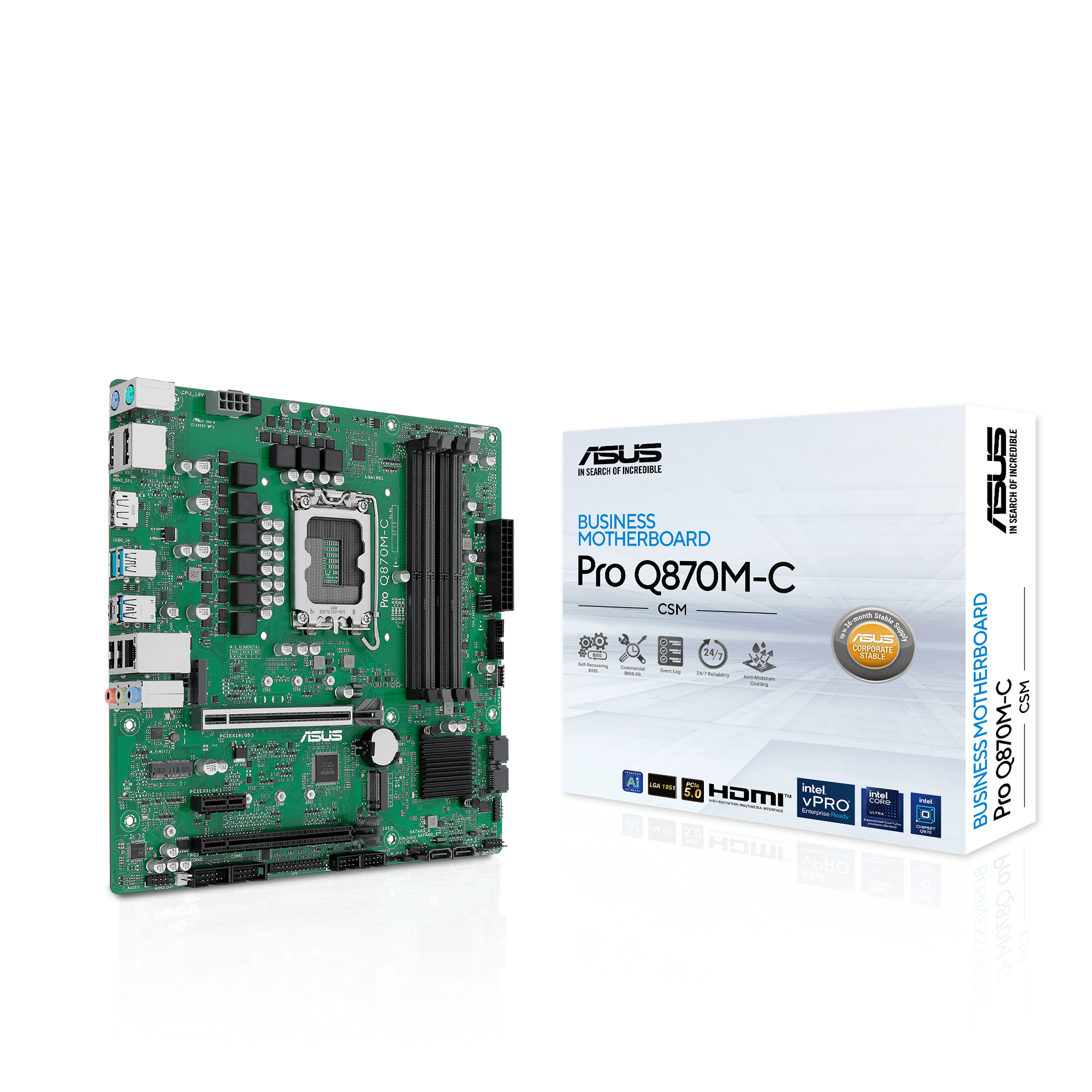 ASUS MB ASUS PRO Q870M-C-CSM (Intel,LGA1851,DDR5,mATX) - Intel Sockel 1851 (Core Ultra 100&200) - Micro/Mini/Flex-ATX