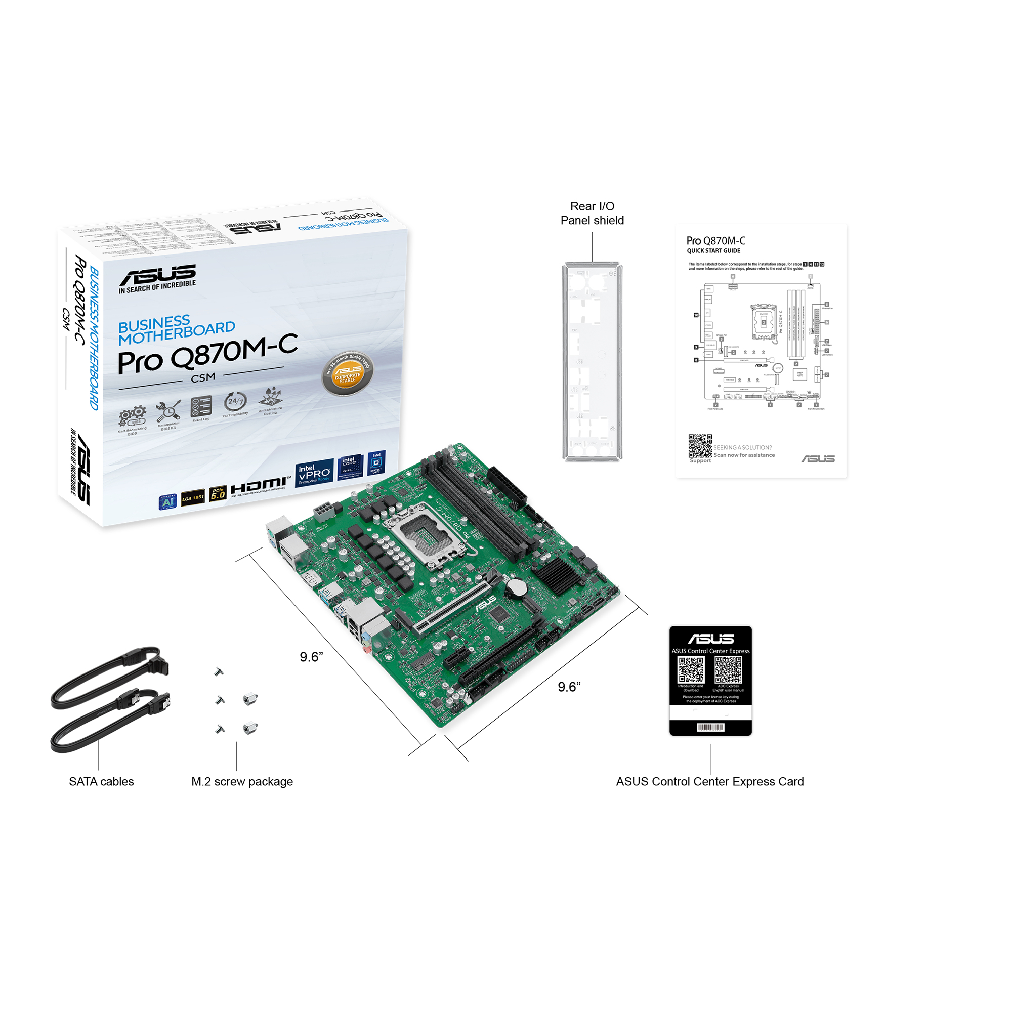 ASUS MB ASUS PRO Q870M-C-CSM (Intel,LGA1851,DDR5,mATX) - Intel Sockel 1851 (Core Ultra 100&200) - Micro/Mini/Flex-ATX