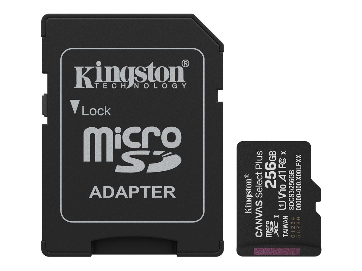Kingston Technology 256GB microSDXC Canvas Select Plus Gen3 150MB/s A1 Card + Adapter