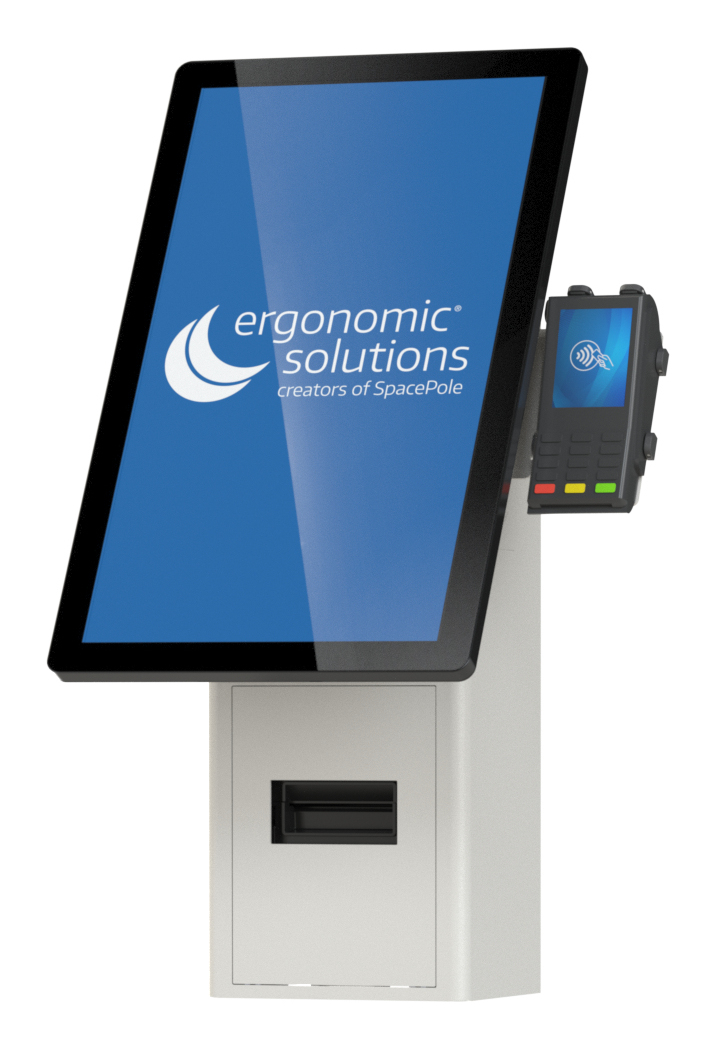 Ergonomic Solutions SpacePole Kiosk SPK402-32 accessoire de syst�me de paiement en point de vente Ensemble de kiosques Blanc M�tal 75 x 75 mm 100 x 100 mm