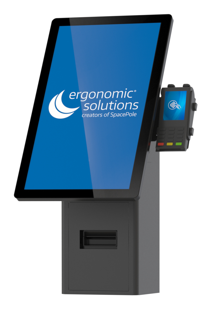 Ergonomic Solutions SpacePole Kiosk SPK402-32 accessoire de syst�me de paiement en point de vente Ensemble de kiosques Blanc M�tal 75 x 75 mm 100 x 100 mm