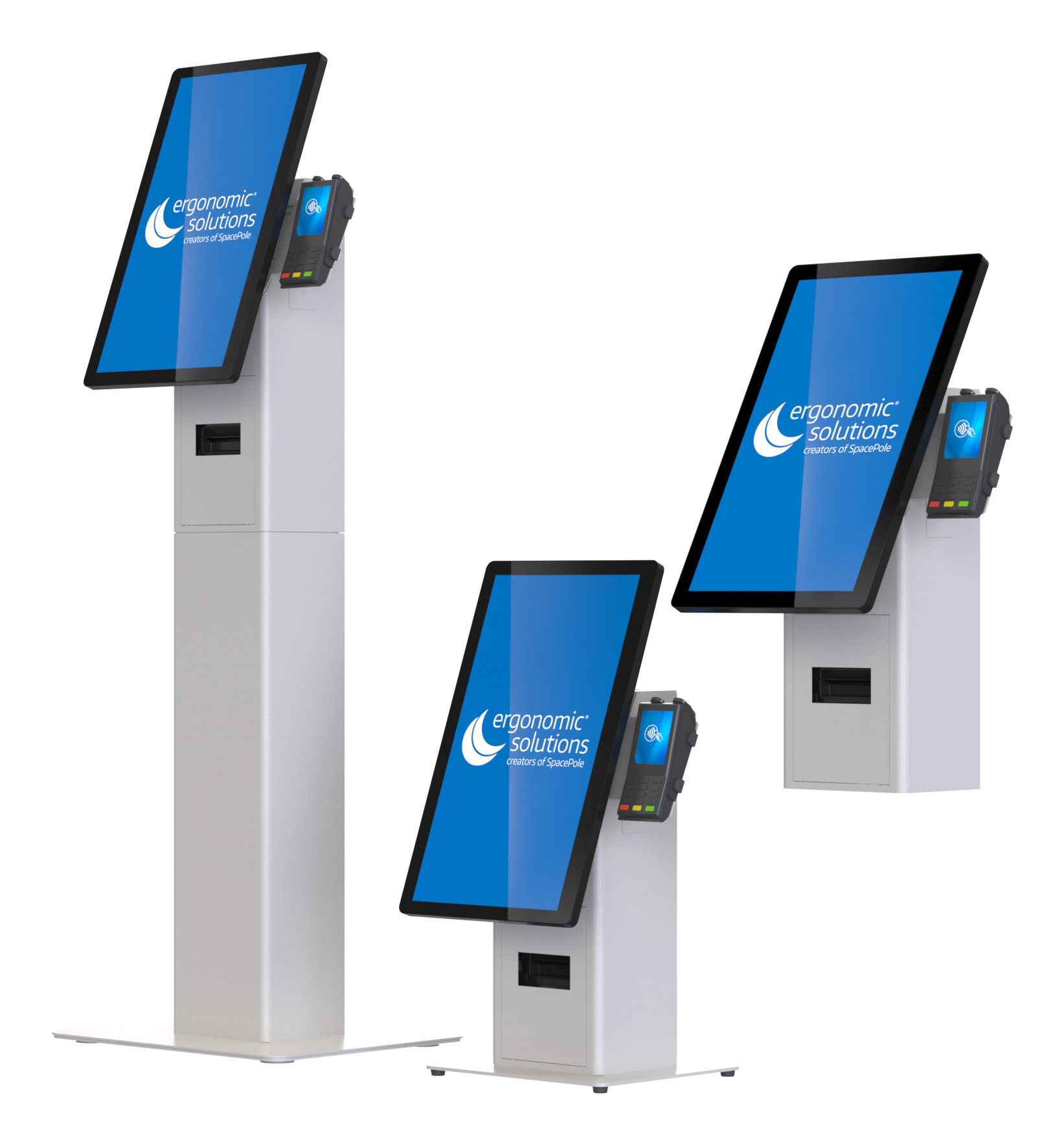 Ergonomic Solutions SpacePole Kiosk SPK402-32 accessoire de syst�me de paiement en point de vente Ensemble de kiosques Blanc M�tal 75 x 75 mm 100 x 100 mm