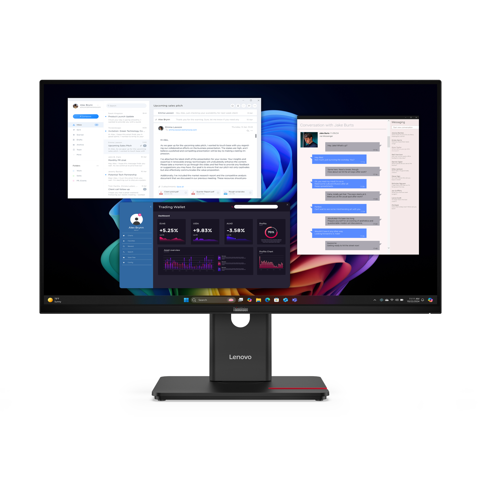 Lenovo ThinkVision T27UD-40 LED display 68,6 cm (27) 3840 x 2160 Pixel 4K Ultra HD LCD Nero
