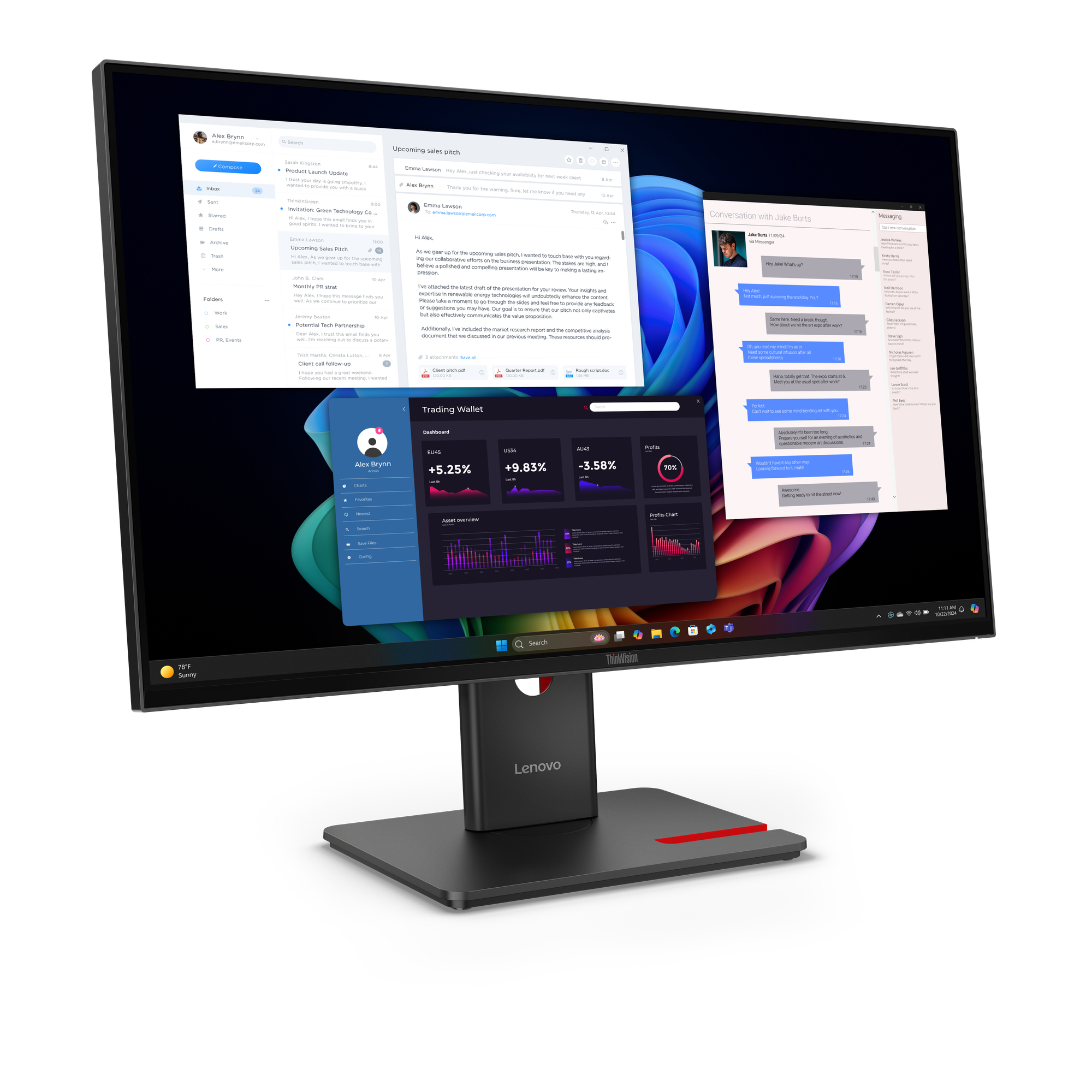 Lenovo ThinkVision T27UD-40 LED display 68,6 cm (27) 3840 x 2160 Pixel 4K Ultra HD LCD Nero