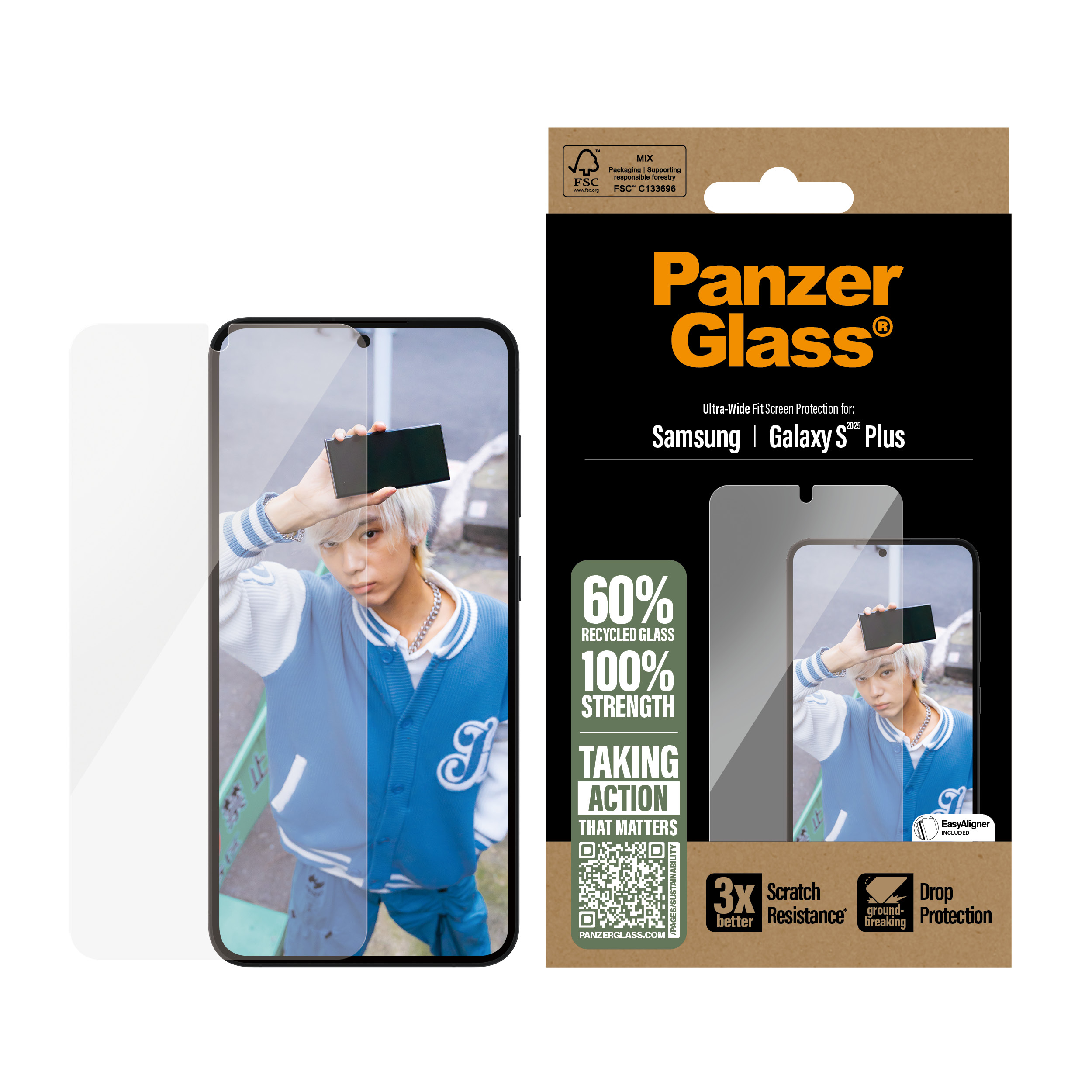 PanzerGlass Bildschirmschutz fr Handy - ultrabreite Passform