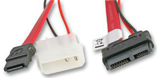 Akasa SATA-Kabel - Slimline SATA (W) zu SATA, 4-Pin interner Netzstecker (5 V)