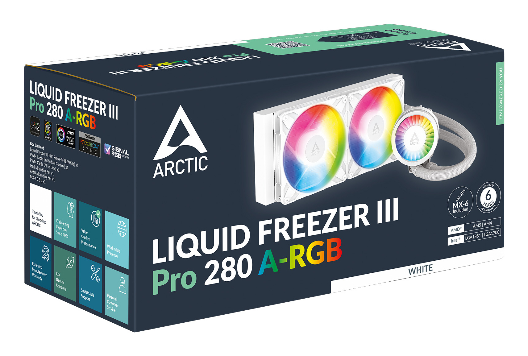 ARCTIC Liquid Freezer III Pro 280 A-RGB (White) Procesador Sistema de refrigeracin lquida todo en uno 12 cm Blanco 1 pieza(s)