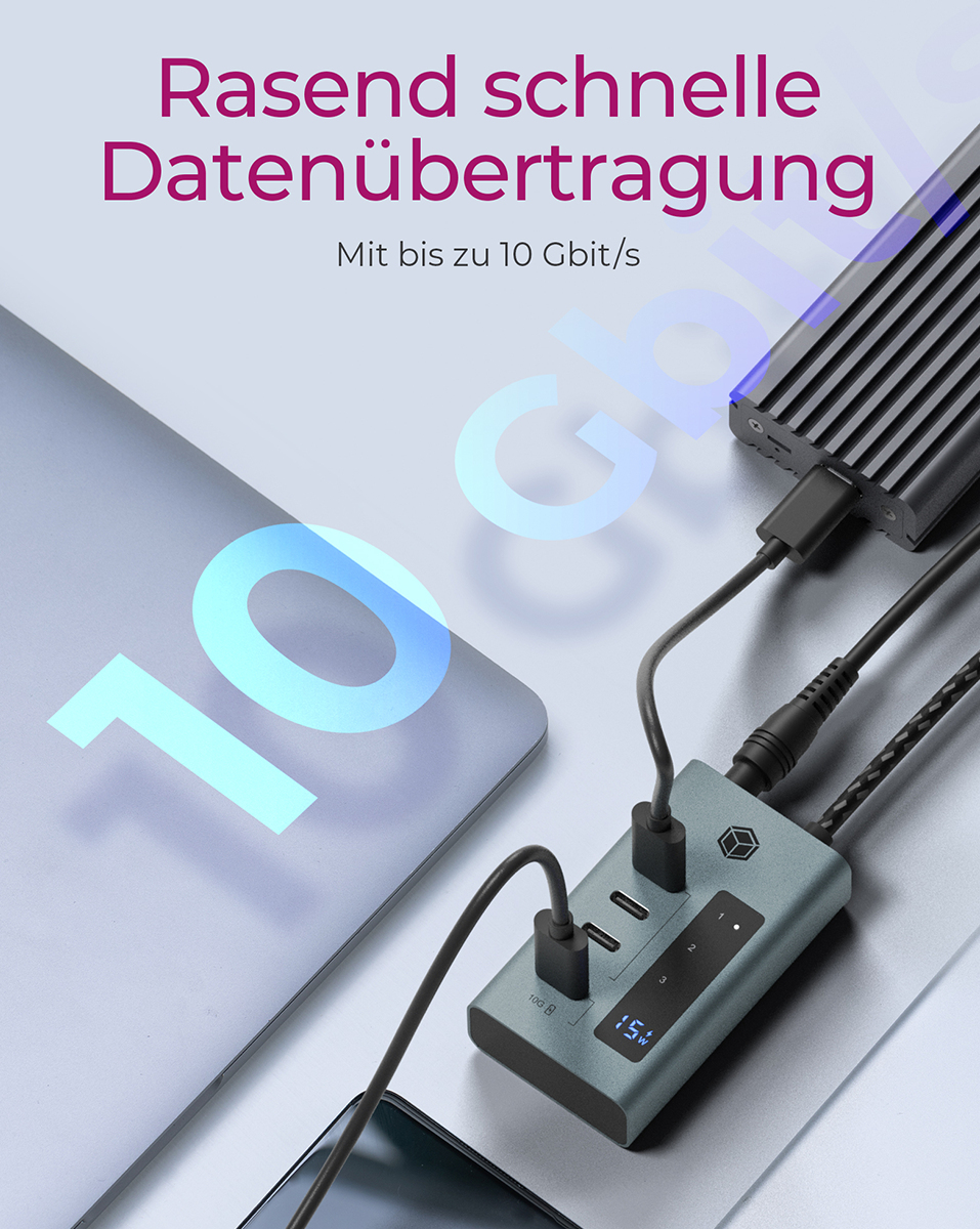 ICY BOX 4-Port Hub USB 3.2 Gen 2 Type-C retail - Hub - 4-Port