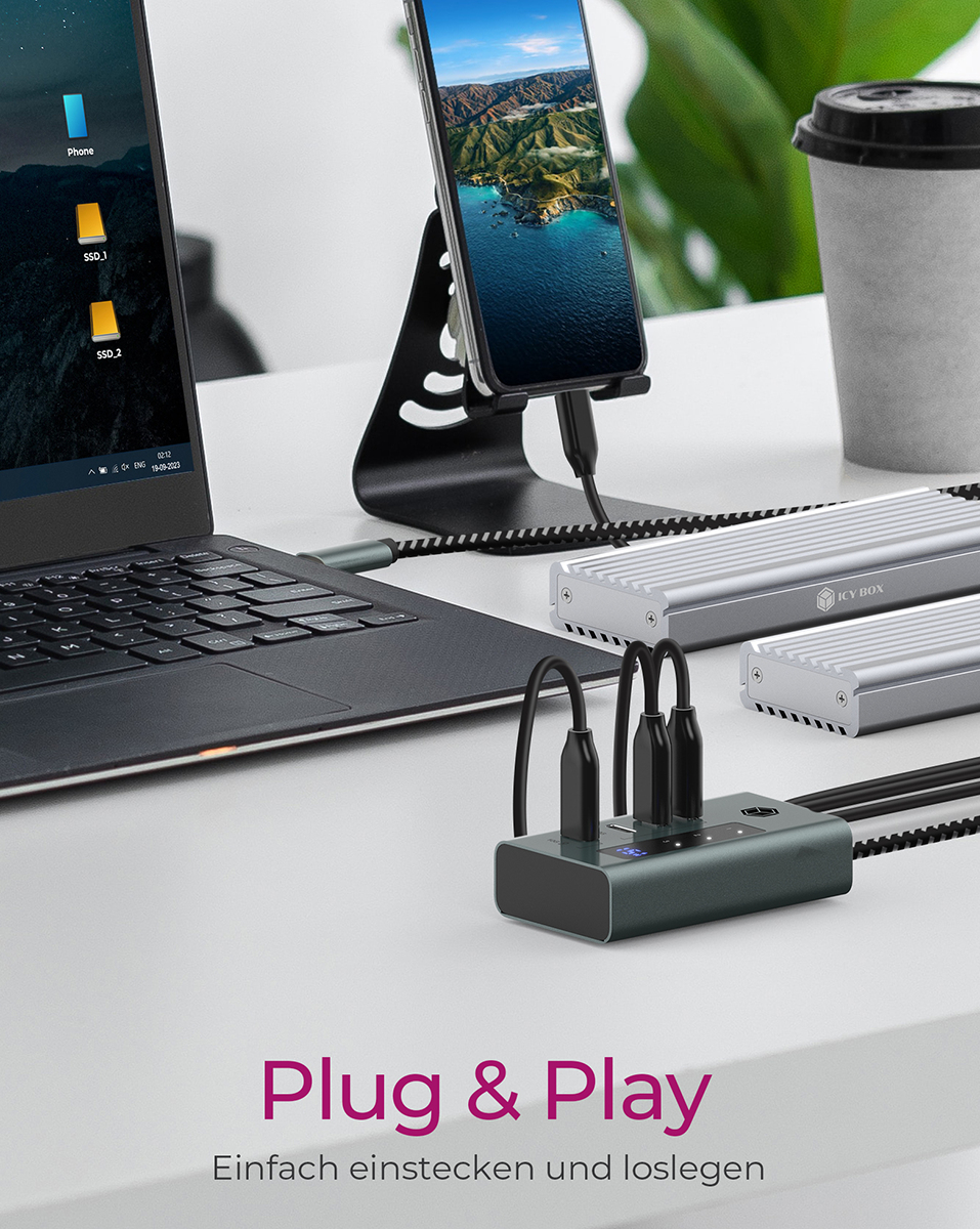 ICY BOX 4-Port Hub USB 3.2 Gen 2 Type-C retail - Hub - 4-Port