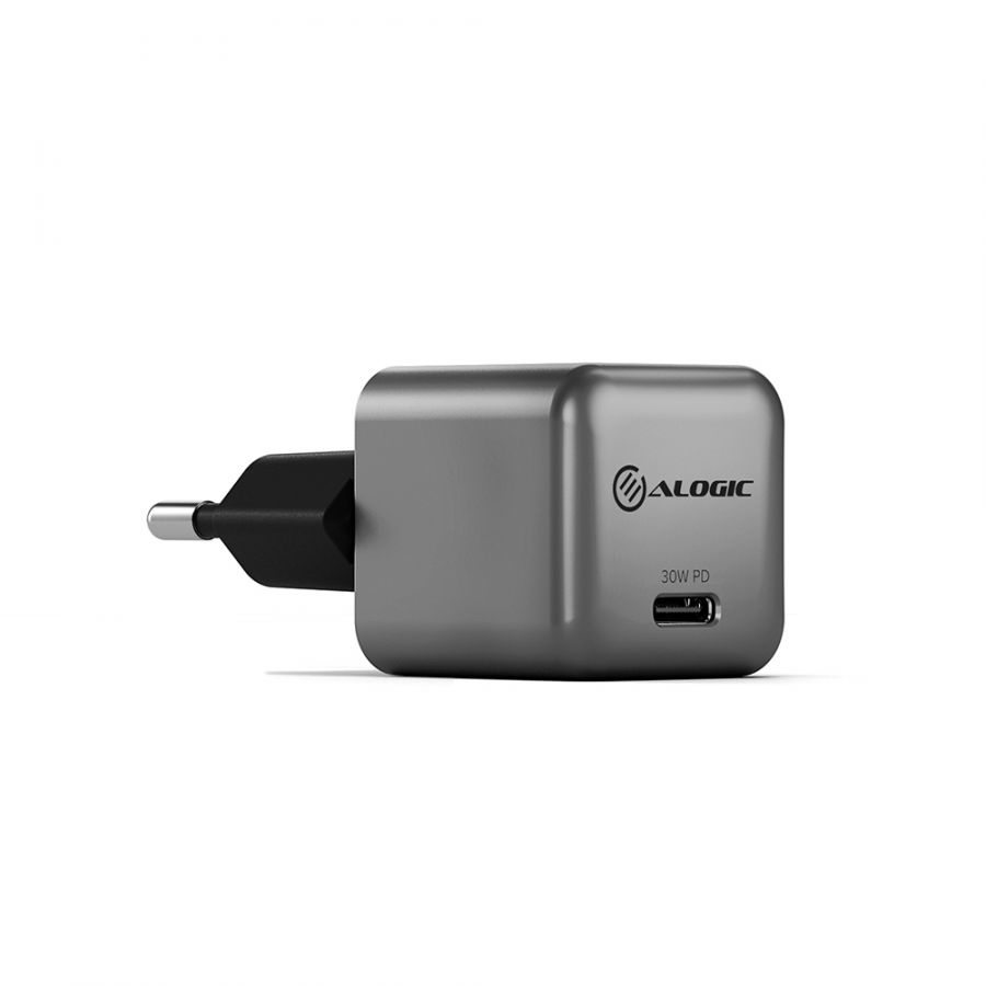 ALOGIC WCG1X30SGR-EU cargador de dispositivo m�vil Tel�fono m�vil, Port�til, Smartphone, Tableta Negro, Gris Corriente alterna Carga r�pida Interior