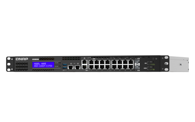 QNAP QGD-1602P Gr 2.5G Ethernet Connexion Ethernet, supportant lalimentation via ce port (PoE) Noir