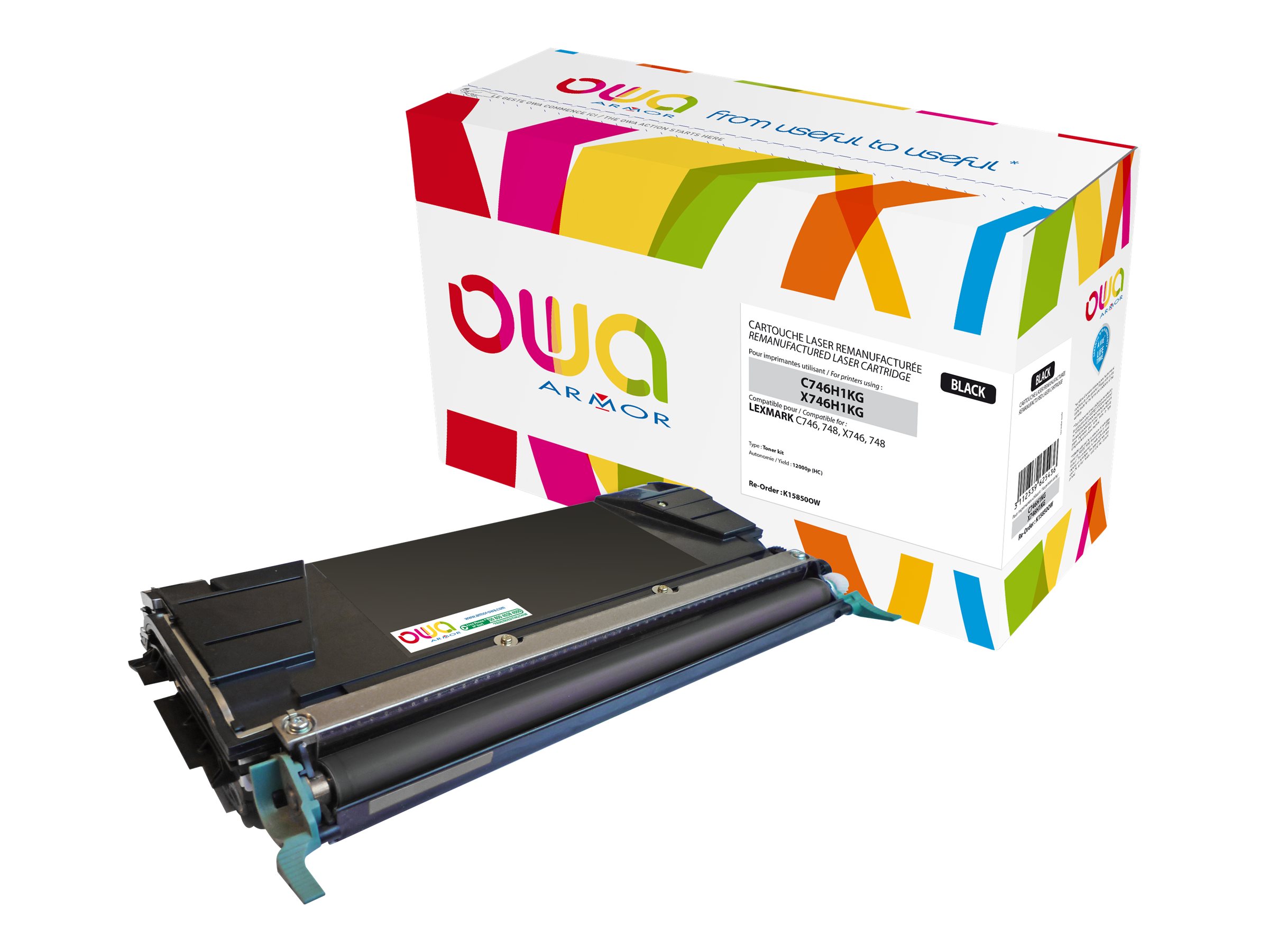 Armor OWA - Mit hoher Kapazit�t - Schwarz - kompatibel - wiederaufbereitet - Tonerpatrone (Alternative zu: Lexmark C746, Lexmark X746, Lexmark X748)