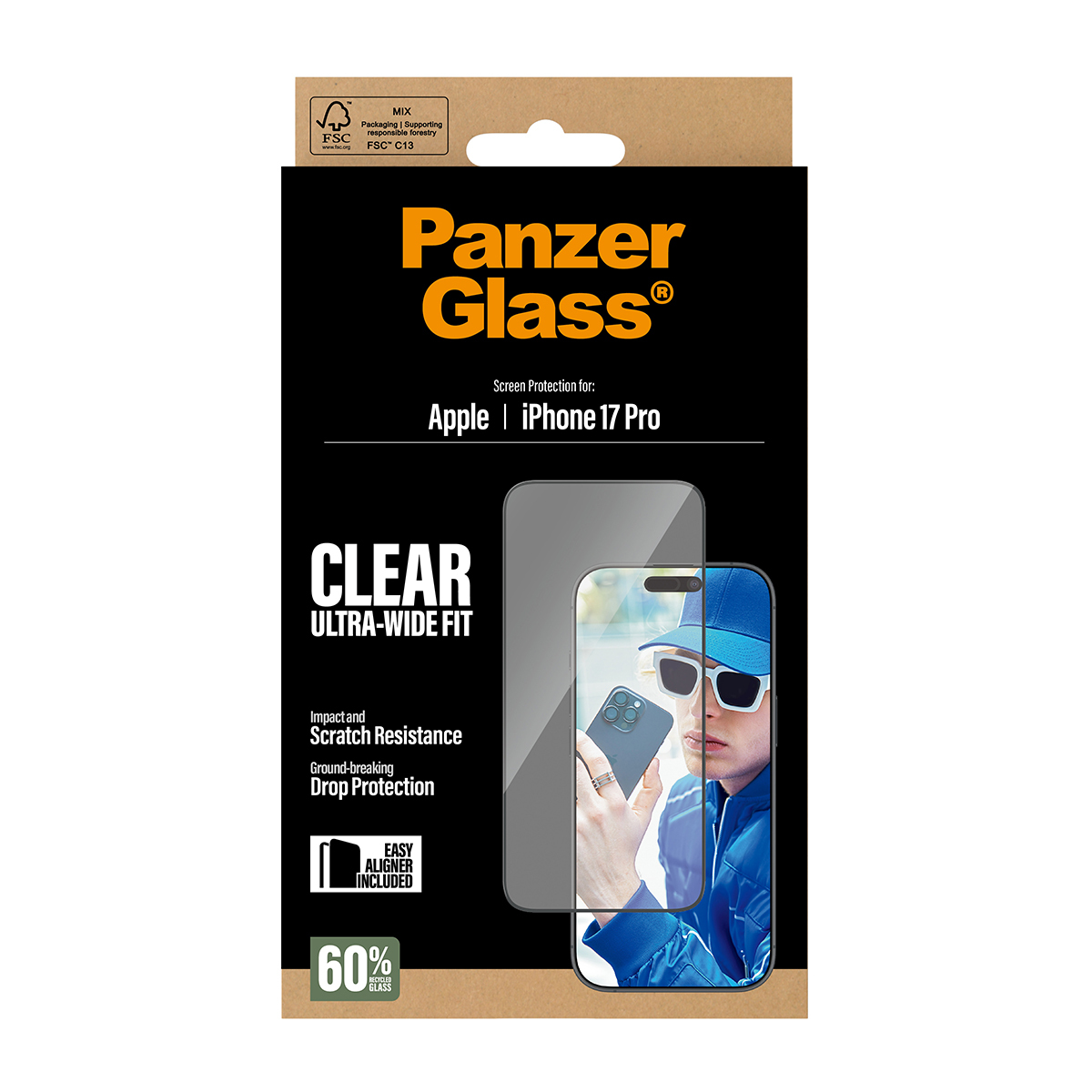 PanzerGlass Screen Protector iPhone 17 Pro Ultra-Wide Fit w. EasyAligner