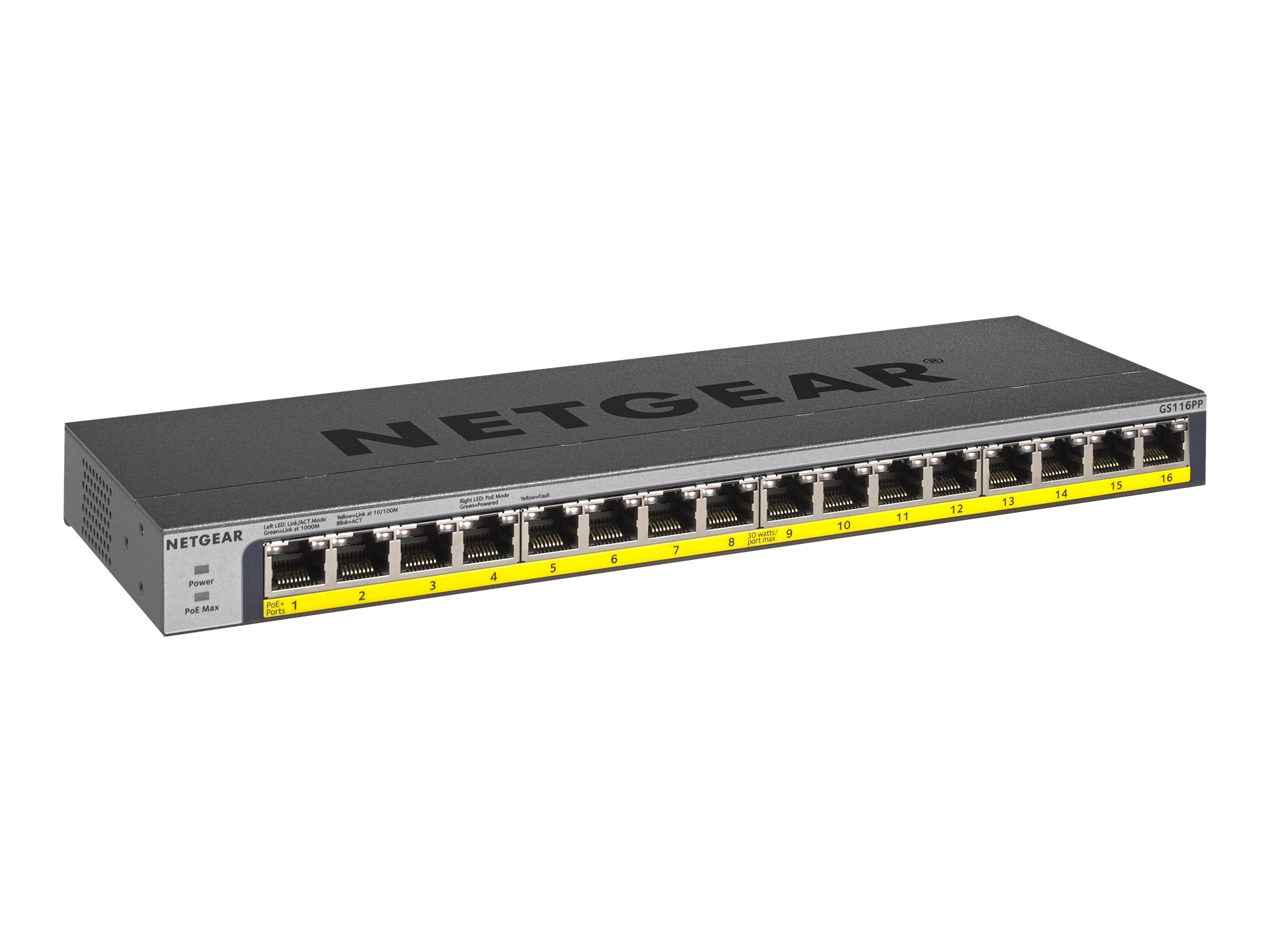 NETGEAR GS116PP No administrado Gigabit Ethernet (10/100/1000) Energa sobre Ethernet (PoE) Negro