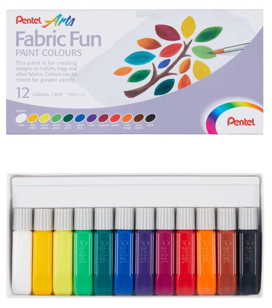 Pentel Arts FFPC1-12 Stoffmalfarbe farbsortiert 12 x 6.0 ml