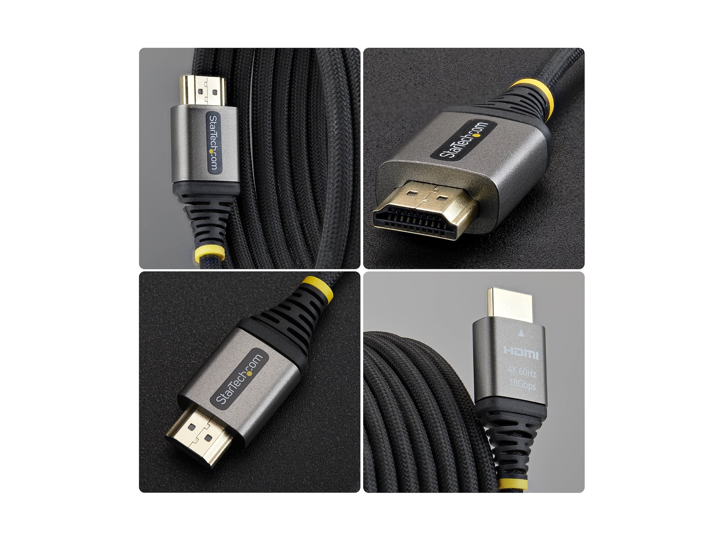 StarTech.com C�ble HDMI Haute Vitesse Certifi� Premium 1m (3ft), Ultra Flexible, 4K 60Hz/1440p 144Hz avec HDR10/ARC, 18Gbps, Cordon HDMI Tress� Haute Flexibilit�