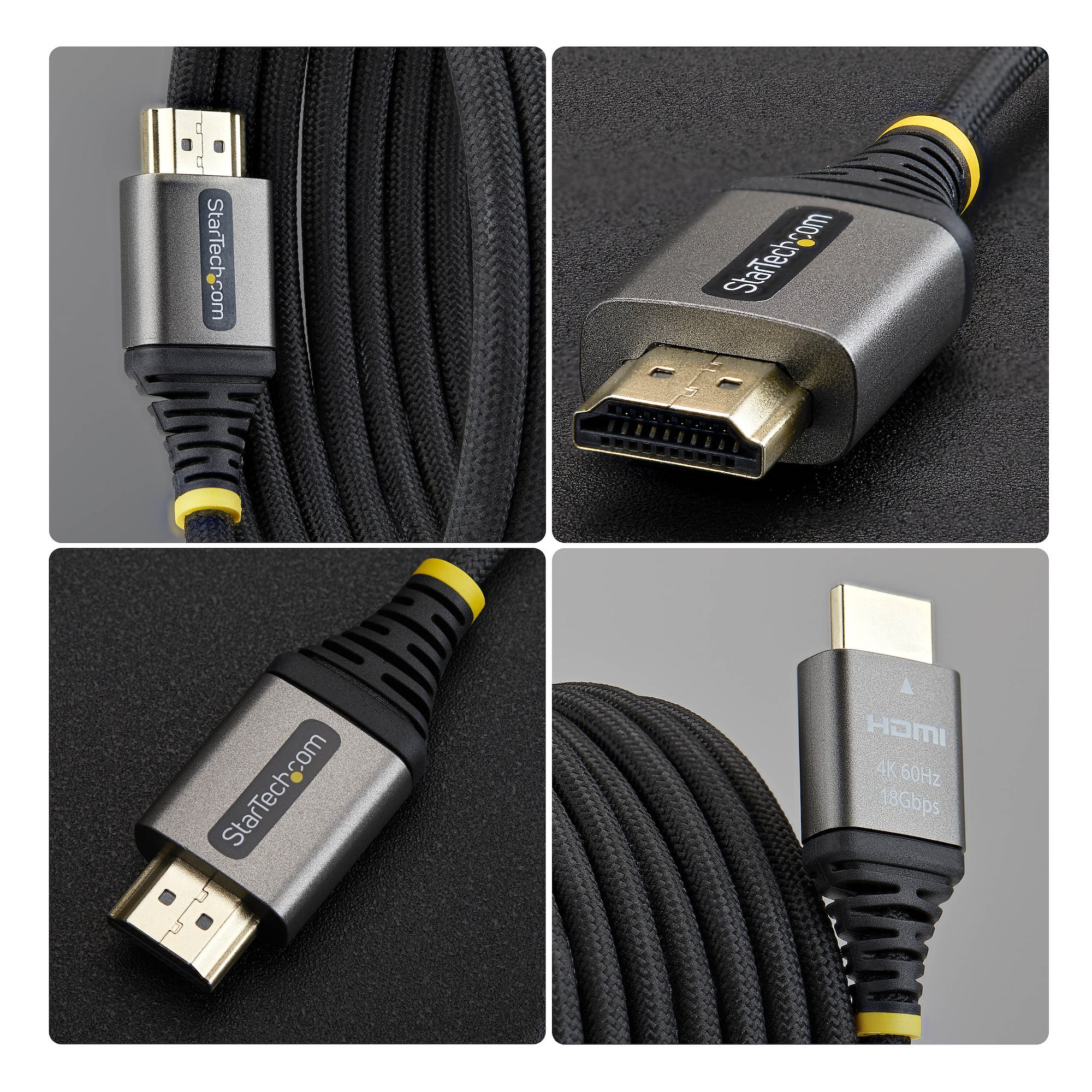 StarTech.com C�ble HDMI Haute Vitesse Certifi� Premium 1m (3ft), Ultra Flexible, 4K 60Hz/1440p 144Hz avec HDR10/ARC, 18Gbps, Cordon HDMI Tress� Haute Flexibilit�