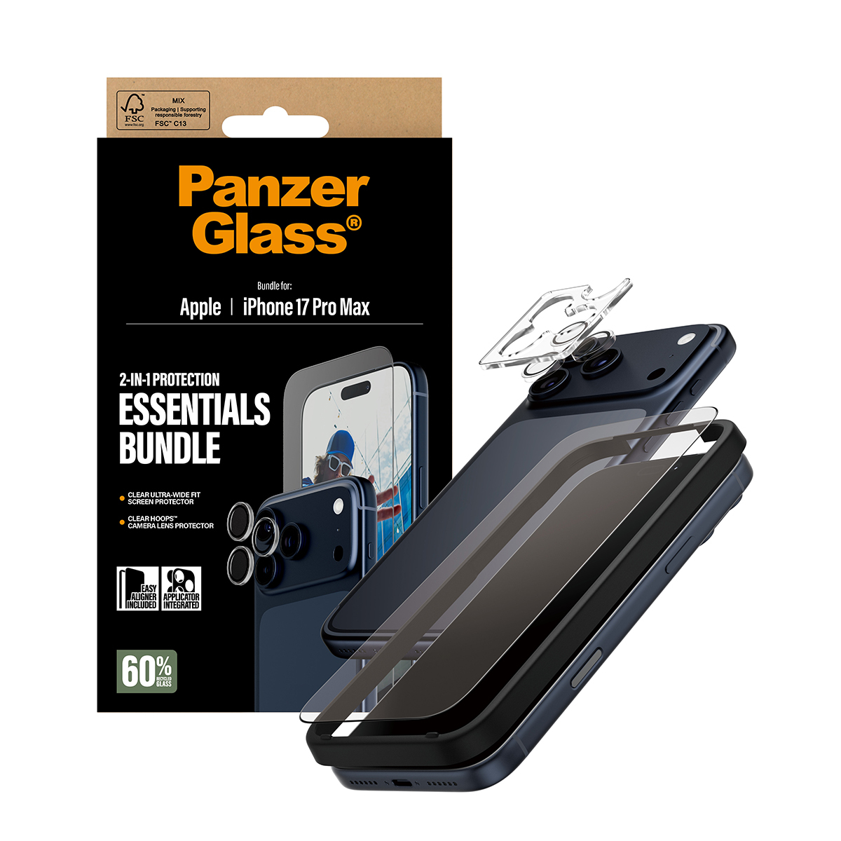 PanzerGlass 2-in-1 Essentials Bundle iPhone 17 Pro Max