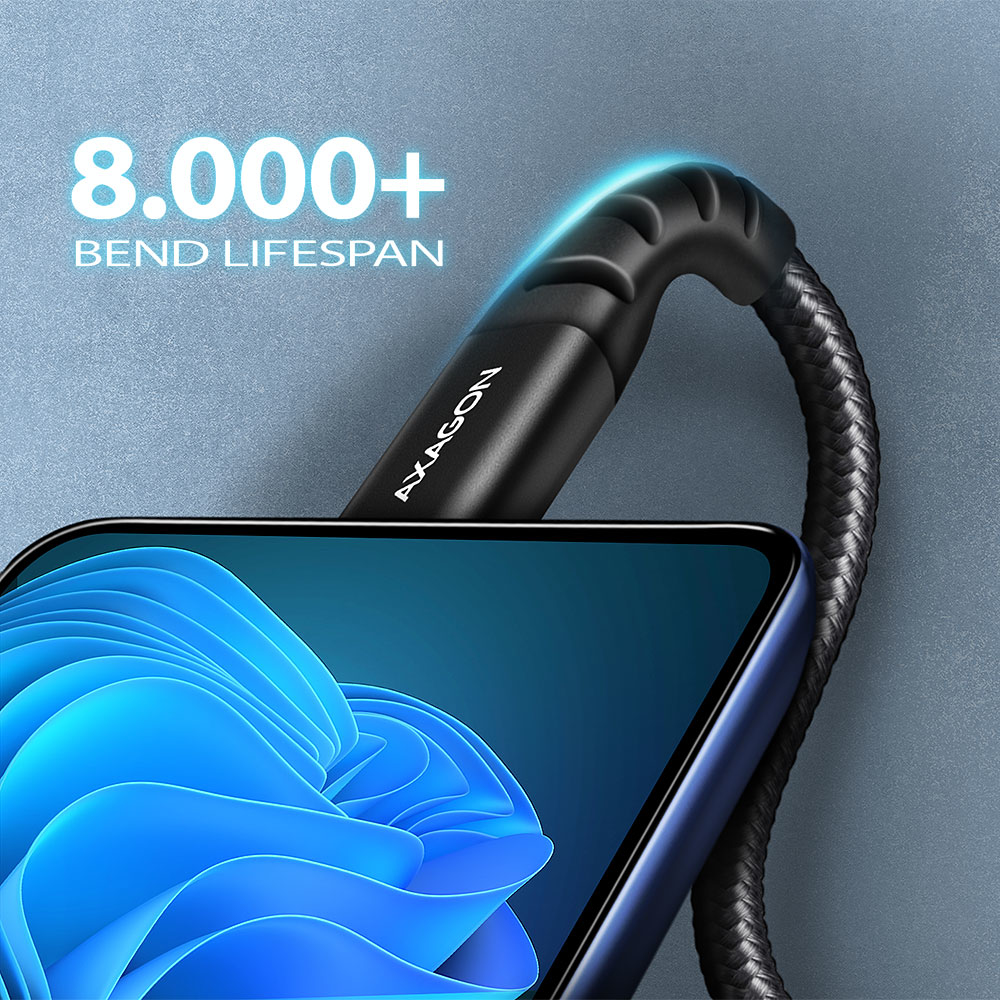 Axagon BUCM-AM10AB USB cable 1 m USB 2.0 USB A USB C Black