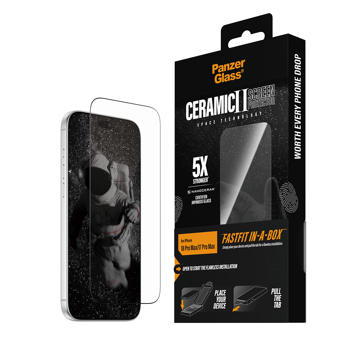 PanzerGlass � Ceramic Screen Protector iPhone 2026 Pro Max | 17 Pro Max w. FASTFIT IN-A-BOX Pellicola proteggischermo trasparente 1 pz