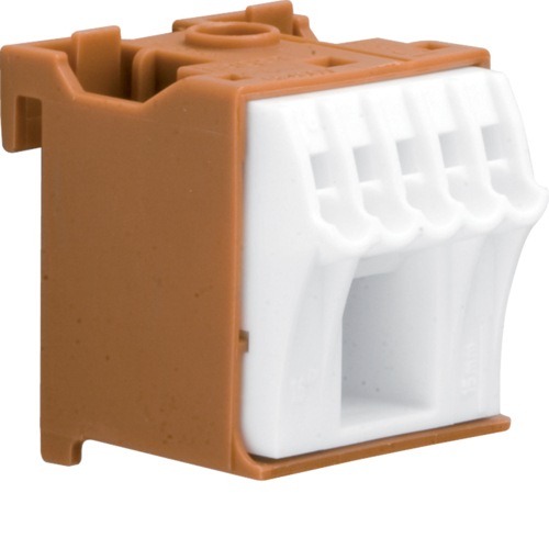 Hager KN06P bornier Marron, Blanc