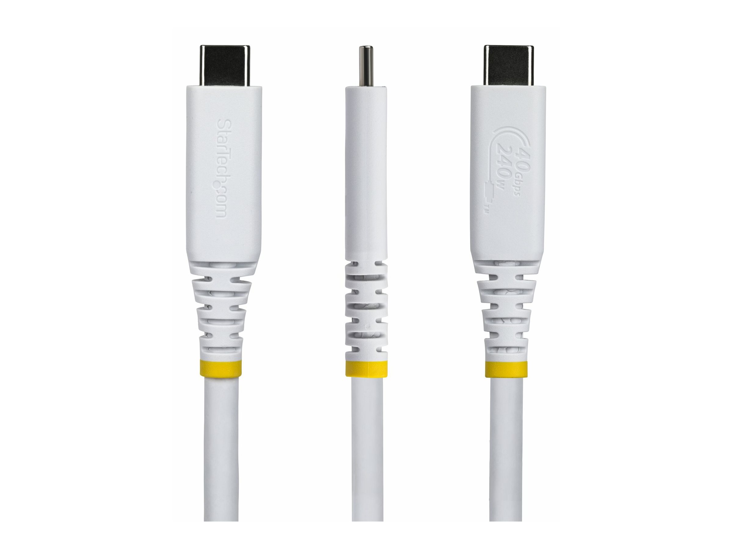 StarTech.com 50cm (1.6ft) USB4 Cable, 40Gbps, USB-IF Certified USB-C Cable, 240W PD, 8K 60Hz/4K 240Hz DP2.1 DP40, TPE Jacket, Thunderbolt 4 Compatible - White USB-C Cord