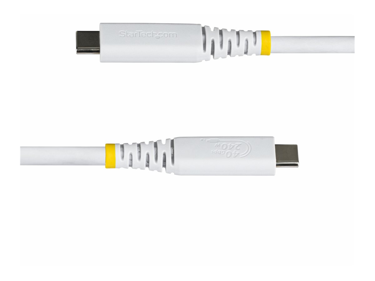 StarTech.com 50cm (1.6ft) USB4 Cable, 40Gbps, USB-IF Certified USB-C Cable, 240W PD, 8K 60Hz/4K 240Hz DP2.1 DP40, TPE Jacket, Thunderbolt 4 Compatible - White USB-C Cord