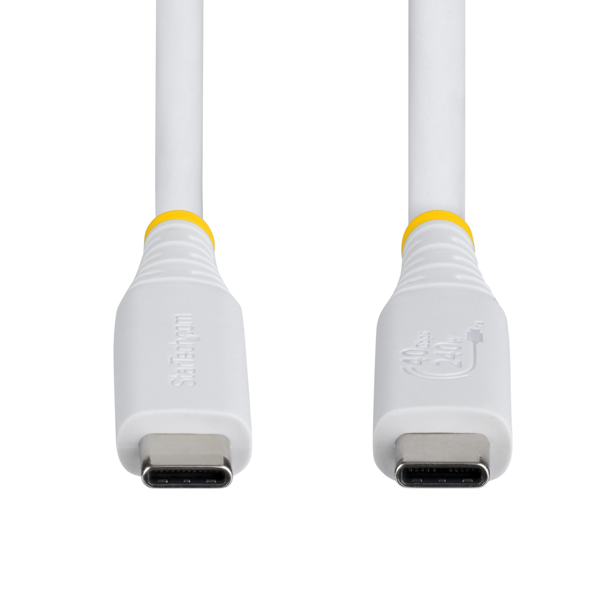 StarTech.com 50cm (1.6ft) USB4 Cable, 40Gbps, USB-IF Certified USB-C Cable, 240W PD, 8K 60Hz/4K 240Hz DP2.1 DP40, TPE Jacket, Thunderbolt 4 Compatible - White USB-C Cord