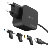 j5create JUP1565DCE3A-EN GaN-PD-USB-C-Mini-Ladegert mit 67 Watt und 3 EU-konformen DC-Steckverbindertypen - Ladegert - Universal - 100 - 240V - 60 Hz - 67 W - USB-C cable: 5V - 9V - 12V - 15V - 20V - 20.3V