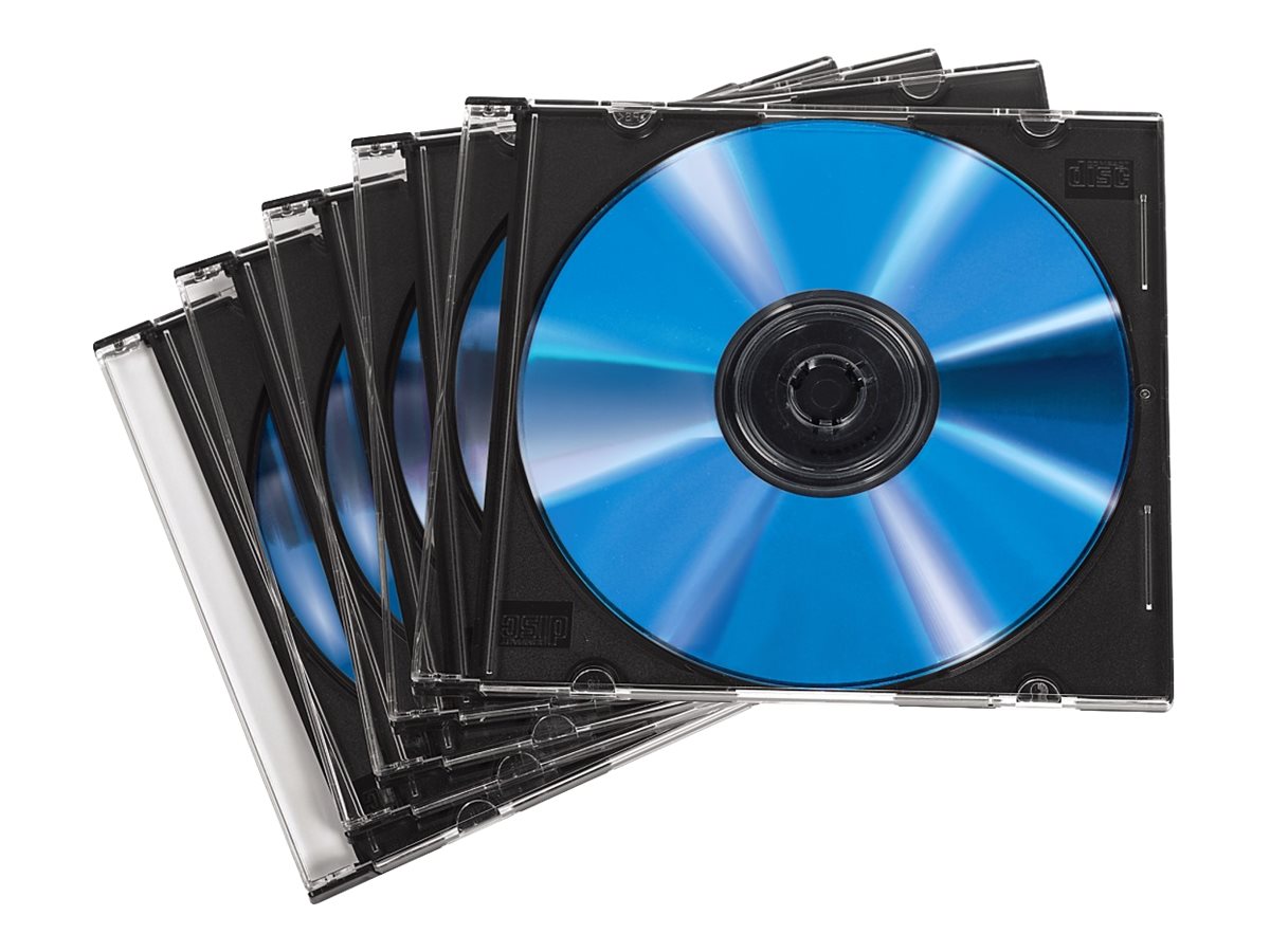 Hama Slim Jewel Case f�r Speicher-CD - Kapazit�t: 1 CD - Schwarz, durchsichtig (Packung mit 50)