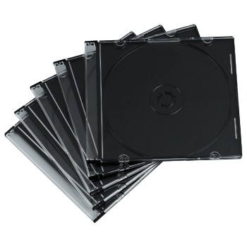 Hama Slim Jewel Case f�r Speicher-CD - Kapazit�t: 1 CD - Schwarz, durchsichtig (Packung mit 50)