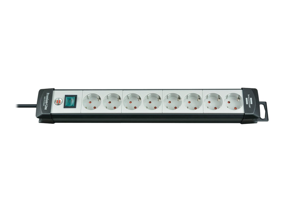 Regleta Premium-Alu-Line técnica 8-tomas Duo negro 3m H05VV-F 3G1,5  interruptor cada 4 tomas