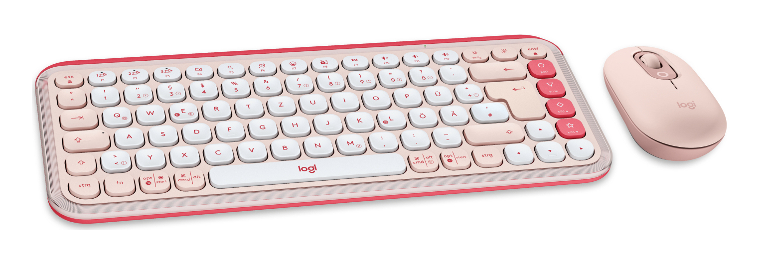 Logitech POP Icon Combo teclado Ratn incluido Universal Bluetooth QWERTZ Alemn Rosa, Blanco