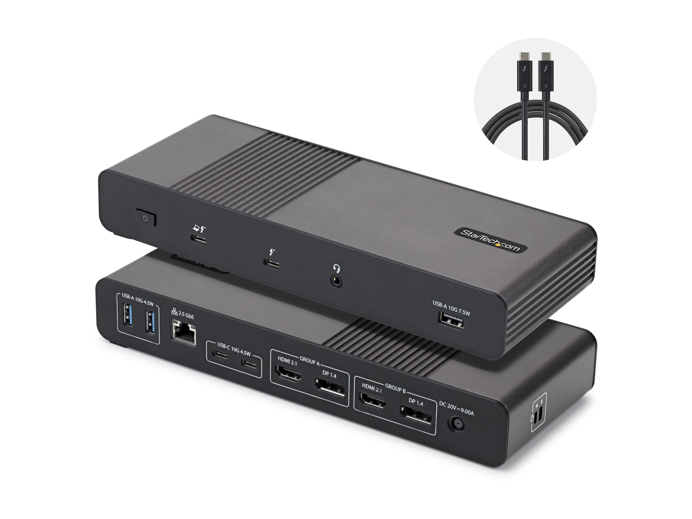StarTech.com 206UE-TB5USB4DOCK base para port�til y replicador de puertos Al�mbrico Thunderbolt 5 Negro, Gris