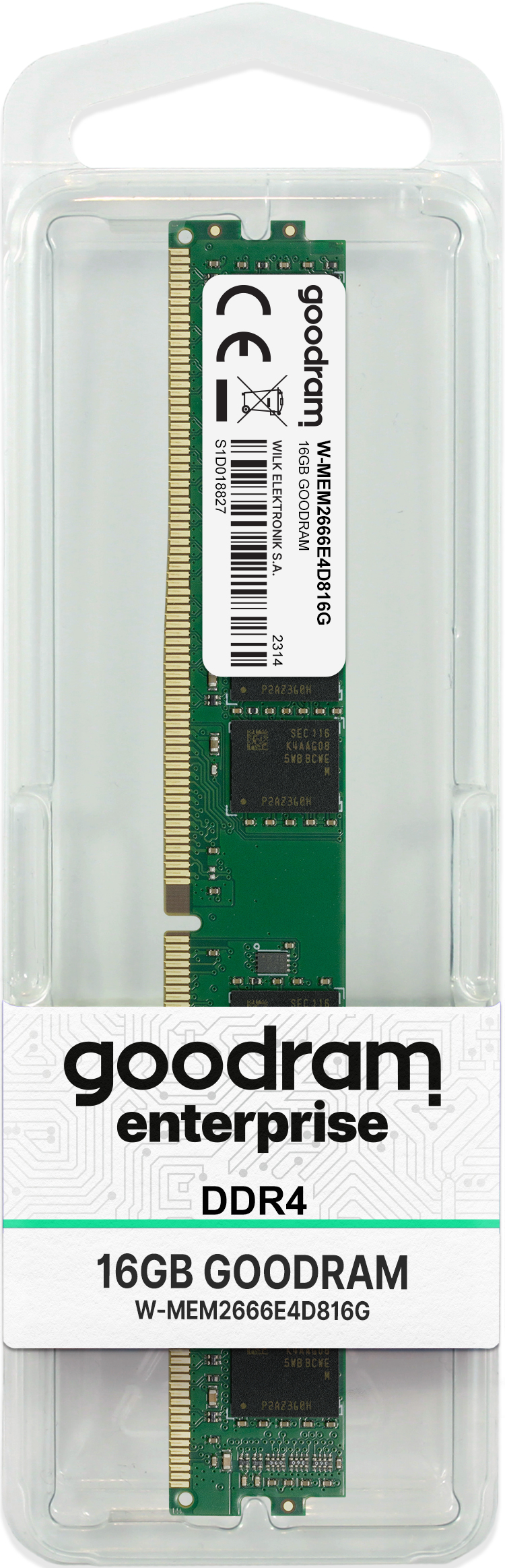 GoodRam W-MEM2666E4D816G - 16 GB - 1 x 16 GB - DDR4 - 2666 MHz - 288-pin DIMM
