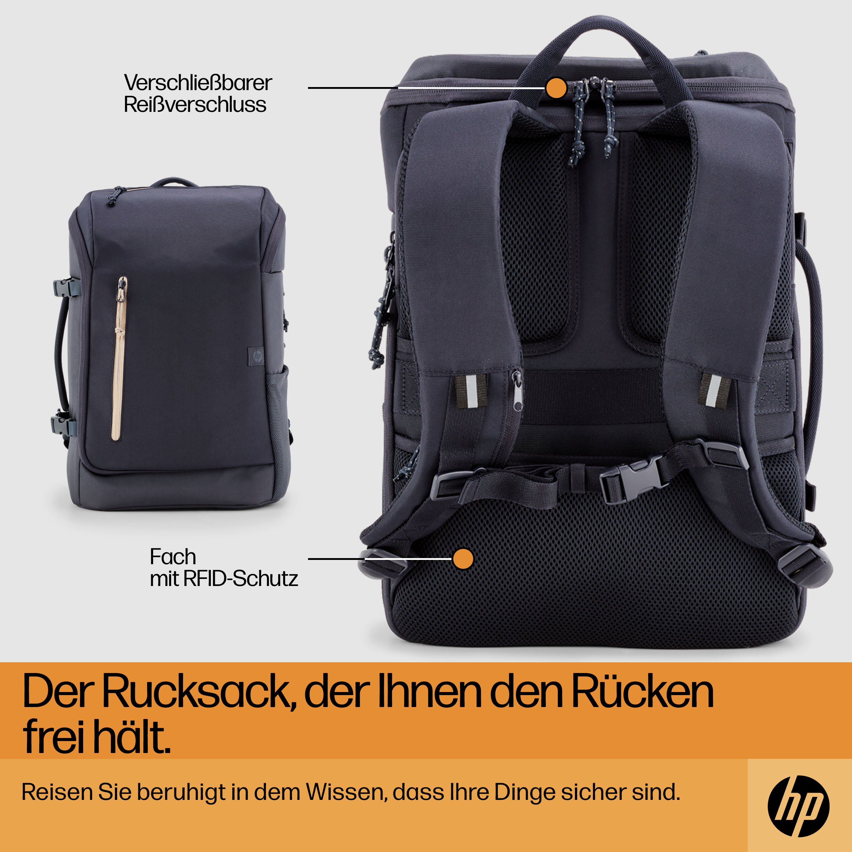 HP Official Laptop Grey Backpack 15.6
