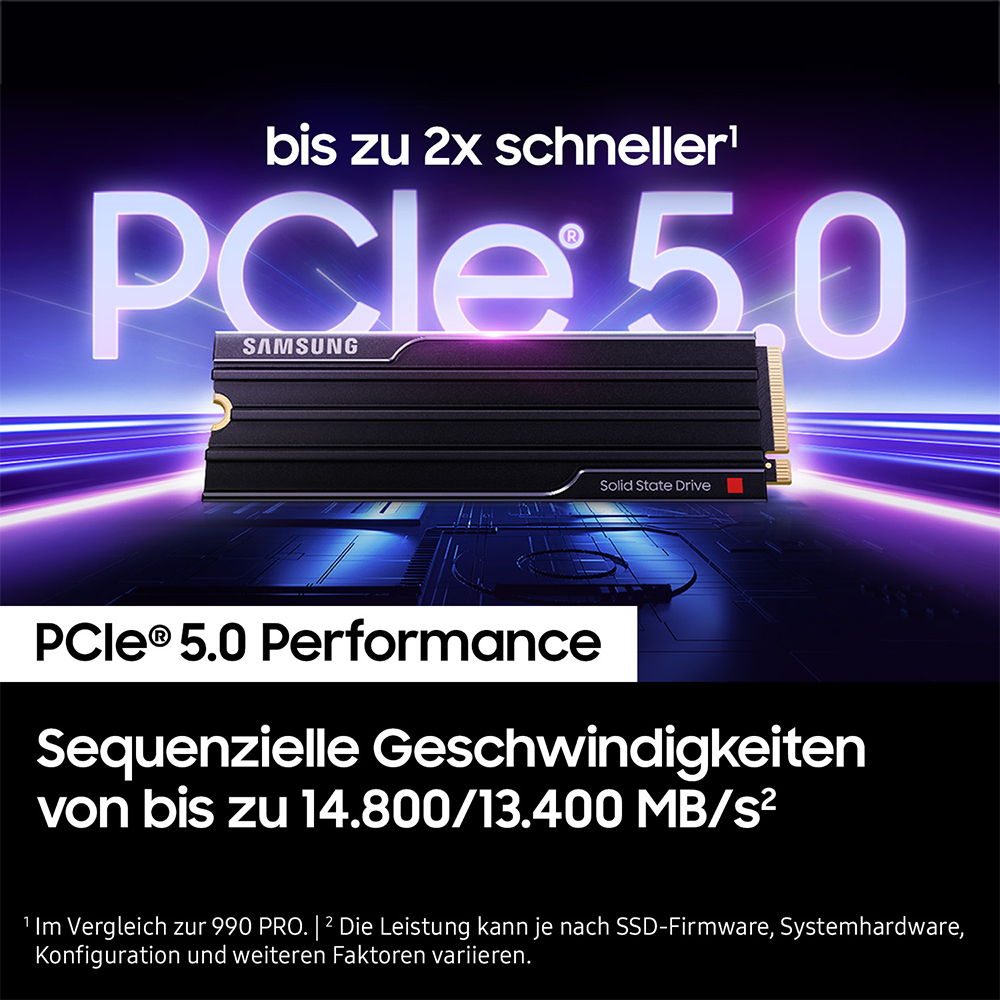 Samsung 9100 PRO MZ-VAP1T0 - SSD - verschl�sselt - 1 TB - mit K�hlk�rper - intern - M.2 2280 - PCI Express 5.0 x4 (NVMe)