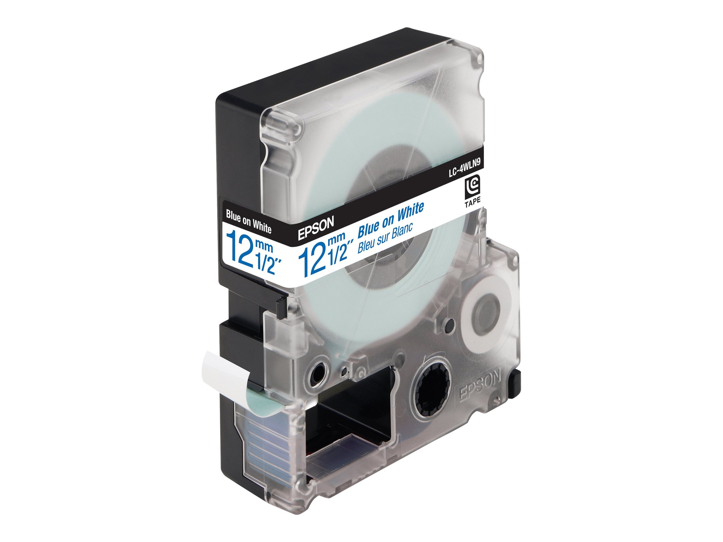 Epson Nastro fondo Standard bianco per testo Blu 12/9 LC-4WLN9