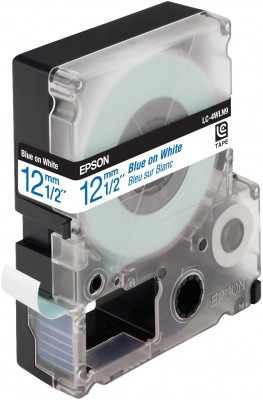 Epson Nastro fondo Standard bianco per testo Blu 12/9 LC-4WLN9